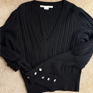Veronica Beard Black Ribbed Sweater M